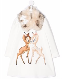 Платье с искусственным мехом и принтом Bambi Monnalisa