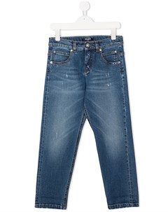 Прямые джинсы с эффектом потертости Balmain kids