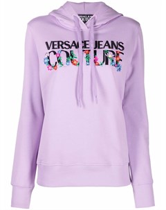 Худи с цветочной вышивкой и логотипом Versace jeans couture
