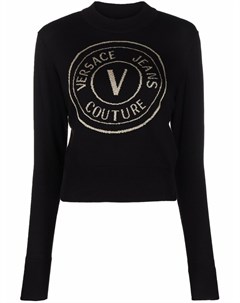 Трикотажный джемпер с эффектом металлик Versace jeans couture