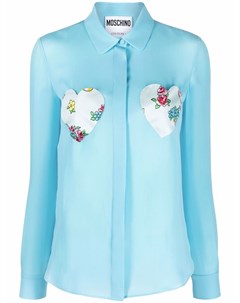 Шелковая блузка с нашивками Moschino
