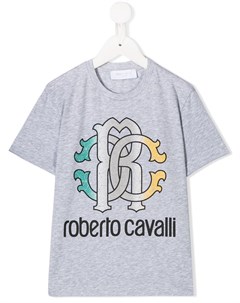 Футболка с логотипом и монограммой Roberto cavalli junior