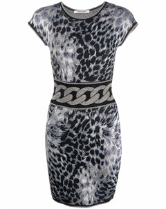Жаккардовое облегающее платье с принтом Wild Indigo Roberto cavalli