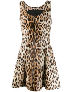 Кожаное платье с принтом Heritage Jaguar Roberto cavalli