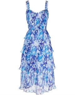 Плиссированное платье с цветочным принтом Marchesa notte