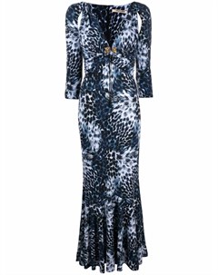 Расклешенное платье с леопардовым принтом Roberto cavalli
