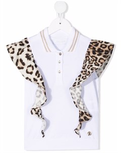 Рубашка поло с логотипом и принтом Leopard Roberto cavalli junior