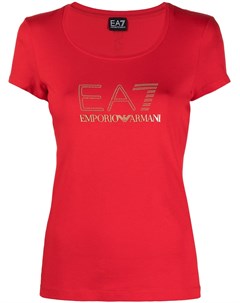 Футболка с кристаллами и логотипом Ea7 emporio armani