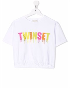 Укороченная футболка с логотипом Twinset kids