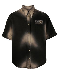 Рубашка с принтом и нашивкой логотипом Roberto cavalli