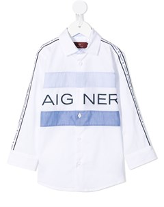 Полосатая рубашка с логотипом Aigner kids