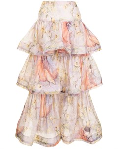 Ярусная юбка с цветочным принтом Zimmermann