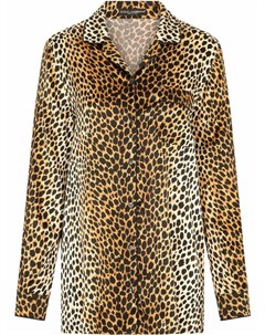 Рубашка из смесового шелка с леопардовым принтом Dolce&gabbana