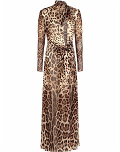 Платье с разрезом и леопардовым принтом Dolce&gabbana
