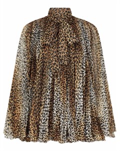 Платье мини с леопардовым принтом и складками Dolce&gabbana
