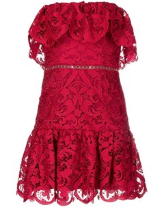 Кружевное платье мини с оборками Monique lhuillier