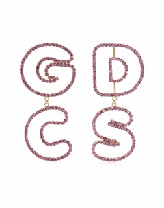 Серьги с кристаллами и логотипом Gcds