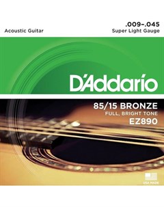 Струны для акустической гитары EZ890 Super Light 9 45 D'addario