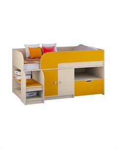 Кровать чердак астра 9 4 дуб молочный оранжевый оранжевый 163 2x99x90 см Рв-мебель