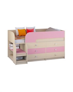 Кровать чердак астра 9 3 дуб молочный розовый розовый 163 2x99x90 см Рв-мебель