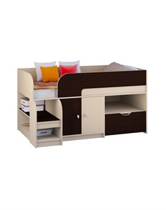 Кровать чердак астра 9 4 дуб молочный венге коричневый 163 2x99x90 см Рв-мебель