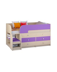 Кровать чердак астра 9 3 дуб молочный фиолетовый фиолетовый 163 2x99x90 см Рв-мебель