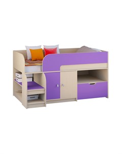 Кровать чердак астра 9 4 дуб молочный фиолетовый фиолетовый 163 2x99x90 см Рв-мебель