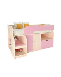 Кровать чердак астра 9 4 дуб молочный розовый розовый 163 2x99x90 см Рв-мебель