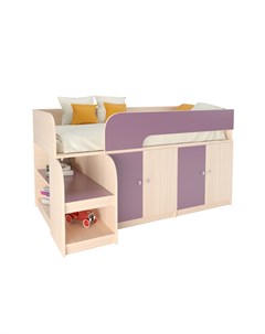 Кровать чердак астра 9 2 дуб молочный фиолетовый фиолетовый 163 2x99x90 см Рв-мебель