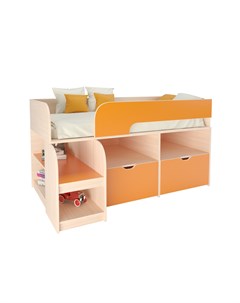 Кровать чердак астра 9 6 дуб молочный оранжевый оранжевый 163 2x99x90 см Рв-мебель