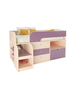 Кровать чердак астра 9 5 дуб молочный фиолетовый фиолетовый 163 2x99x90 см Рв-мебель