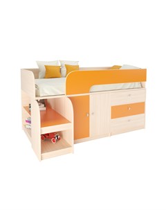 Кровать чердак астра 9 1 дуб молочный оранжевый оранжевый 163 2x99x90 см Рв-мебель