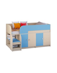 Кровать чердак астра 9 2 дуб молочный голубой голубой 163 2x99x90 см Рв-мебель