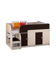 Кровать чердак астра 9 2 дуб молочный венге коричневый 163 2x99x90 см Рв-мебель