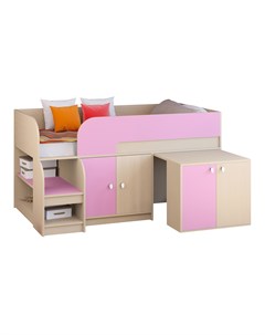 Кровать чердак астра 9 8 дуб молочный розовый розовый 163 2x99x90 см Рв-мебель