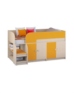 Кровать чердак астра 9 2 дуб молочный оранжевый оранжевый 163 2x99x90 см Рв-мебель