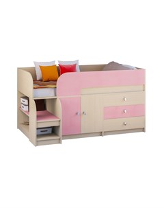 Кровать чердак астра 9 1 дуб молочный розовый розовый 163 2x99x90 см Рв-мебель
