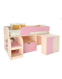 Кровать чердак астра 9 9 дуб молочный розовый розовый 163 2x99x90 см Рв-мебель