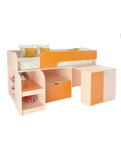 Кровать чердак астра 9 9 дуб молочный оранжевый оранжевый 163 2x99x90 см Рв-мебель