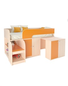 Кровать чердак астра 9 8 дуб молочный оранжевый оранжевый 163 2x99x90 см Рв-мебель