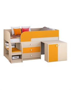 Кровать чердак астра 9 7 дуб молочный оранжевый оранжевый 163 2x99x90 см Рв-мебель