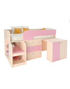 Кровать чердак астра 9 7 дуб молочный розовый розовый 163 2x99x90 см Рв-мебель