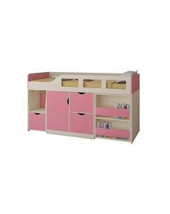Кровать чердак астра 8 дуб молочный розовый розовый 194 2x84 6x108 см Рв-мебель