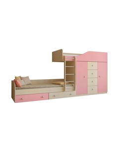 Кровать двухъярусная астра 6 дуб молочный розовый розовый 333 2x89 5x155 1 см Рв-мебель