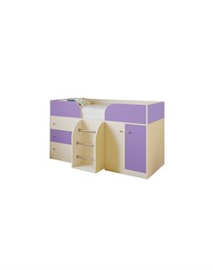 Кровать чердак астра 5 дуб молочный фиолетовый фиолетовый 193 2x89 5x155 1 см Рв-мебель