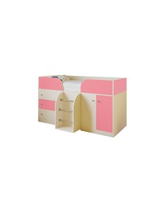 Кровать чердак астра 5 дуб молочный розовый розовый 193 2x89 5x155 1 см Рв-мебель