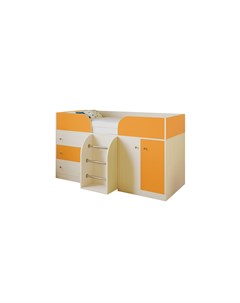 Кровать чердак астра 5 дуб молочный оранжевый оранжевый 193 2x89 5x155 1 см Рв-мебель