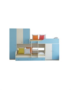 Кровать двухъярусная лео дуб молочный голубой голубой 329 2x85x221 6 см Рв-мебель