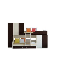 Кровать двухъярусная лео дуб молочный венге коричневый 329 2x85x221 6 см Рв-мебель