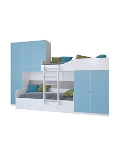 Кровать двухъярусная лео дуб белый голубой голубой 329 2x85x221 6 см Рв-мебель